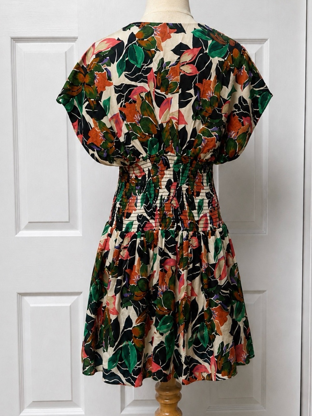 MISA Los Angeles Della Dress XS NWT Floral Smocked Mini Flutter Sleeve Boho - Picture 2 of 11